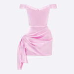 OFF THE SHOULDER MINI DRAPED DRESS