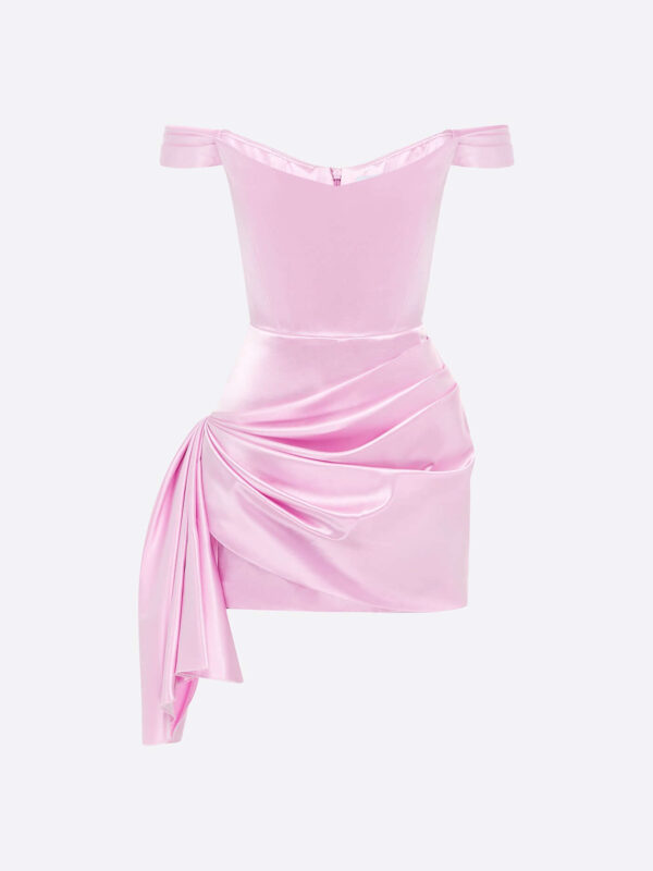 OFF THE SHOULDER MINI DRAPED DRESS