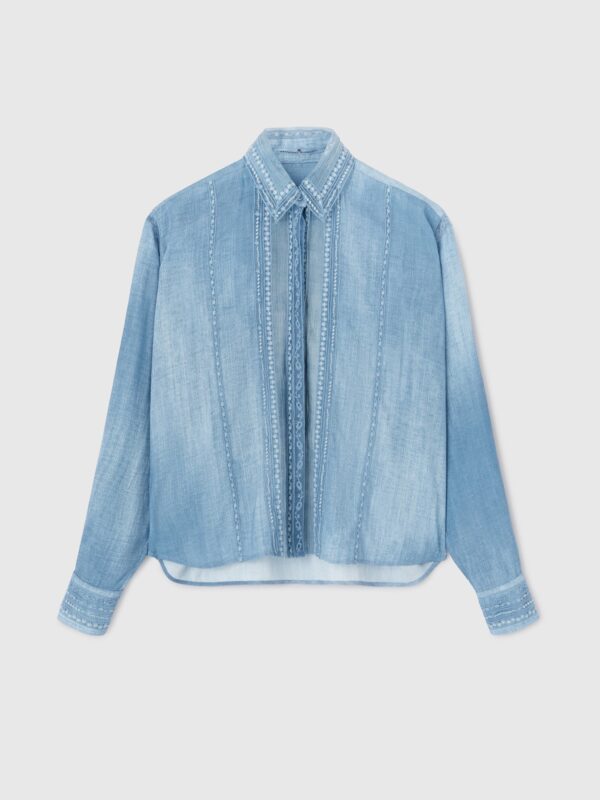 DENIM LACE DETAILED SHIRT