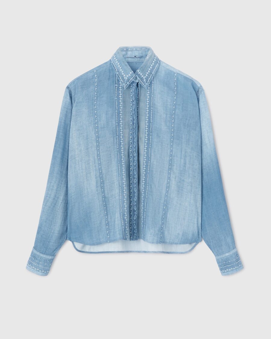 DENIM LACE DETAILED SHIRT