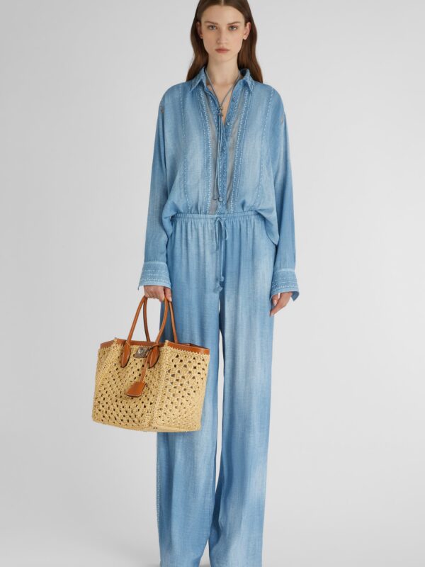 DENIM LACE DETAILED SHIRT