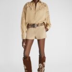 POPLIN SHIRT WITH FLORAL APPLIQUÉ