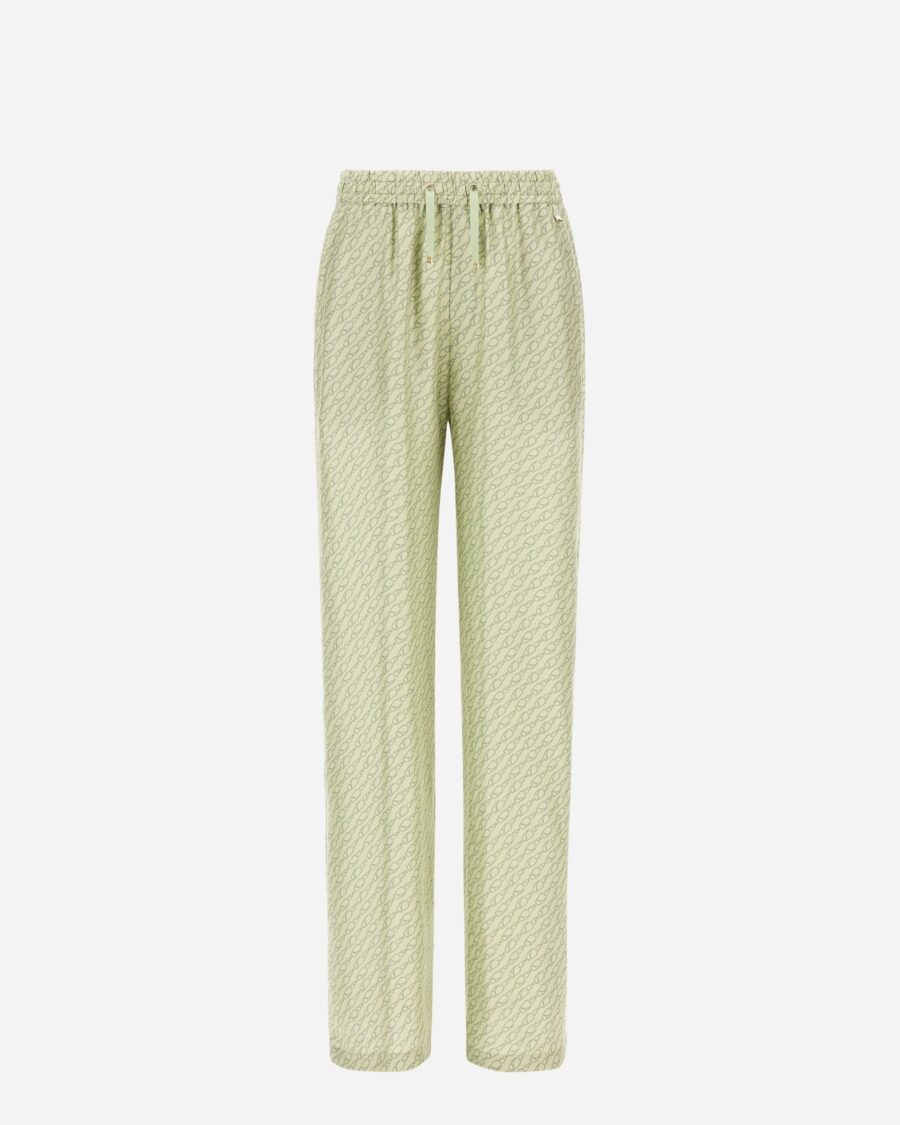 TROUSERS IN ICONIC PRINT SILK