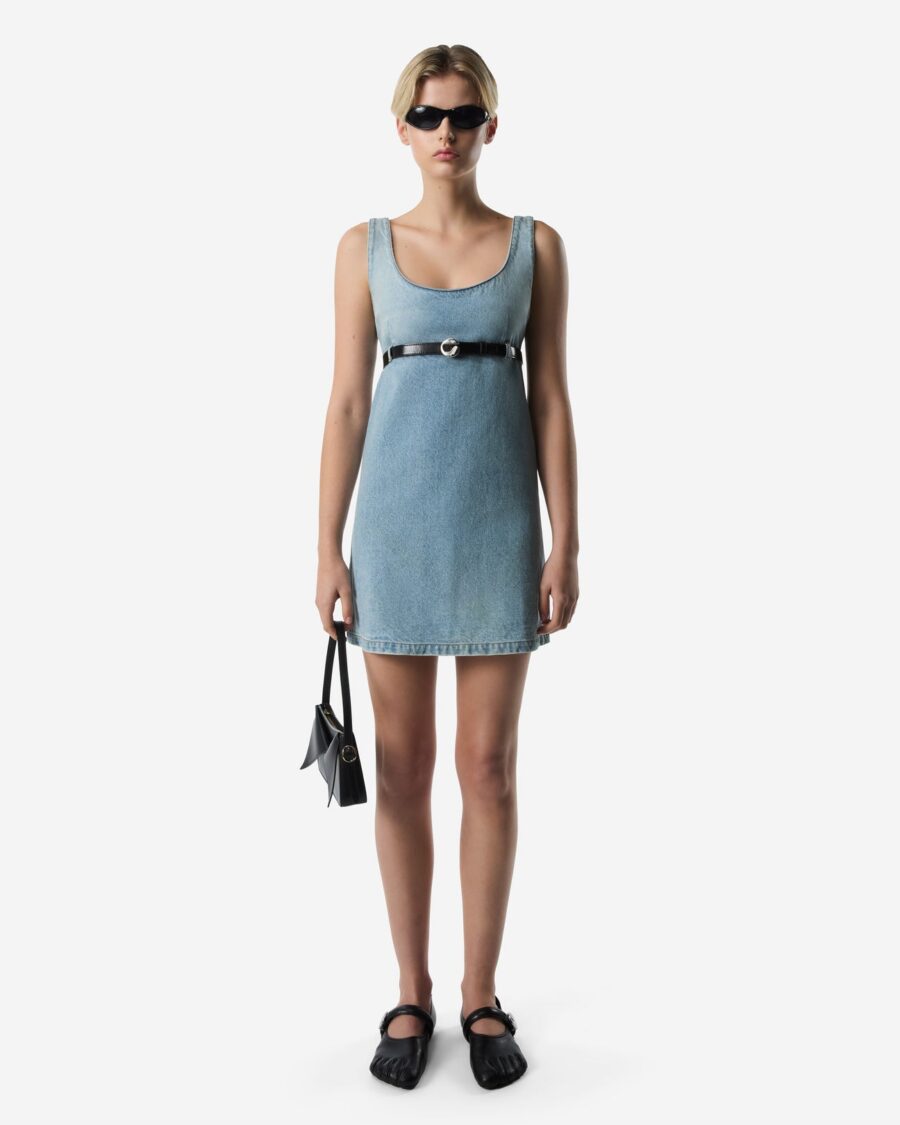 BELTED DENIM DRESS