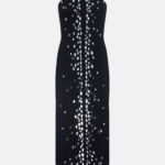 SPECKLED CRYSTAL EMBROIDERY MIDI DRESS