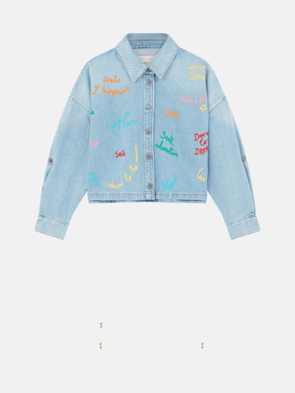 EMBROIDERED BUBBLE DENIM SHIRT