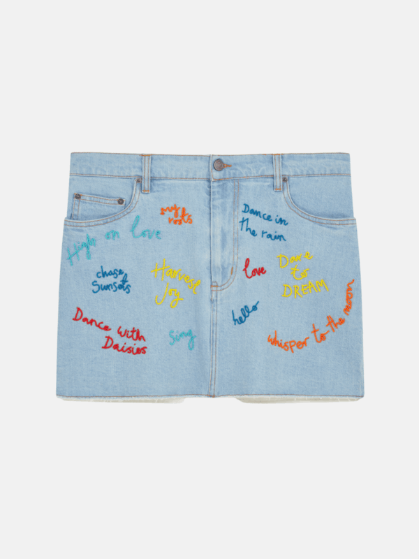 BEADED DENIM SKIRT