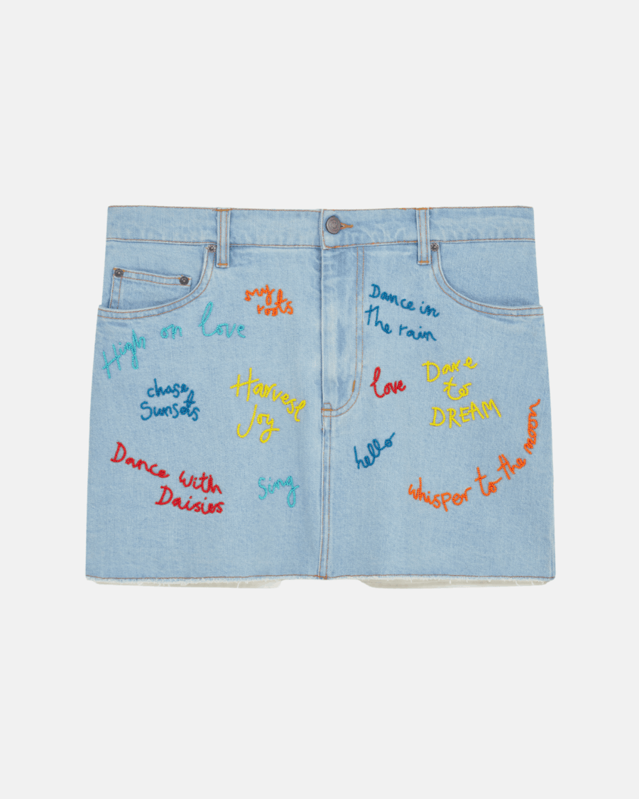 BEADED DENIM SKIRT