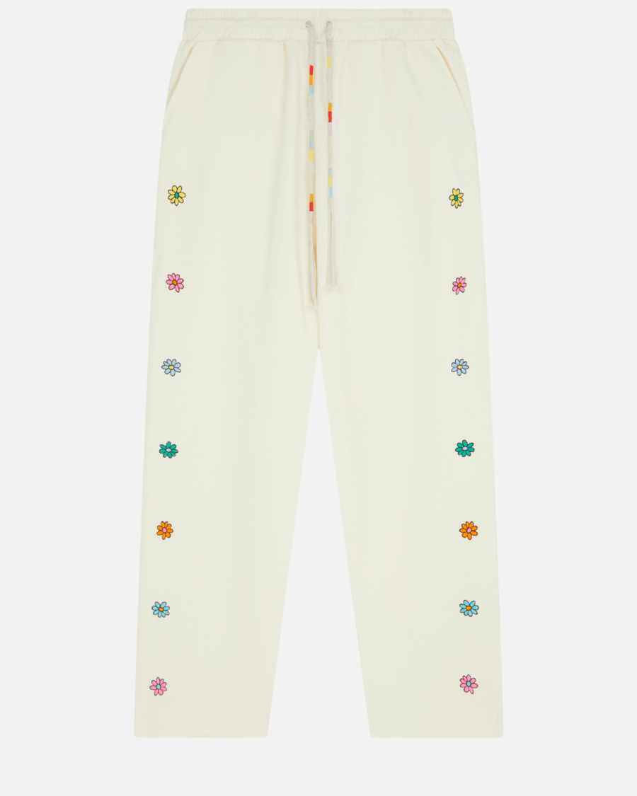 EMBROIDERED FLOWER JOGGERS