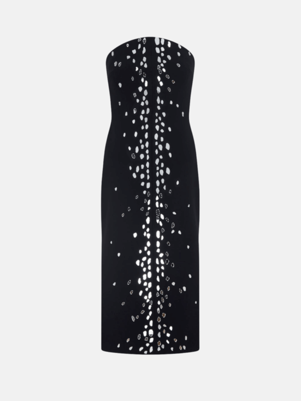 SPECKLED CRYSTAL EMBROIDERY MIDI DRESS