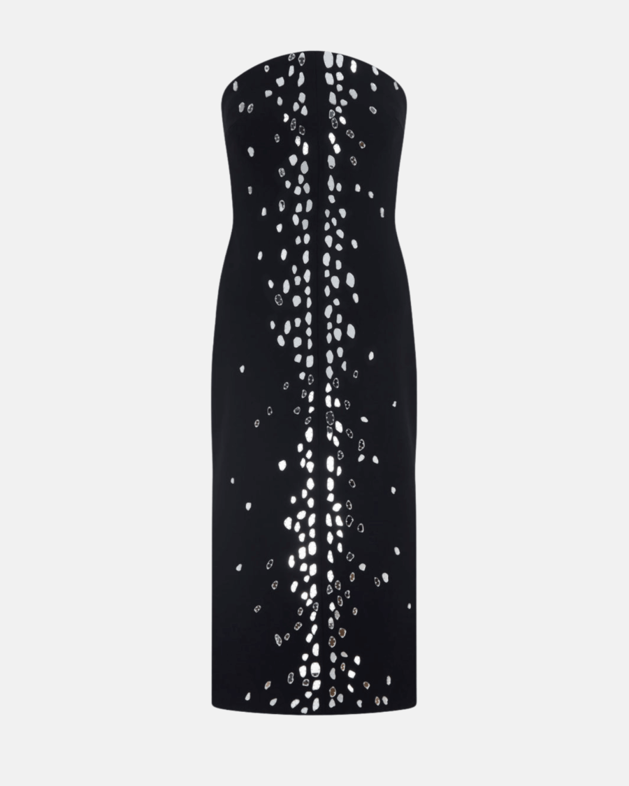 SPECKLED CRYSTAL EMBROIDERY MIDI DRESS