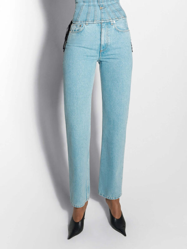SIDE LACED STRAIGHT JEANS