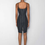 MESH AND DENIM MIDI DRESS