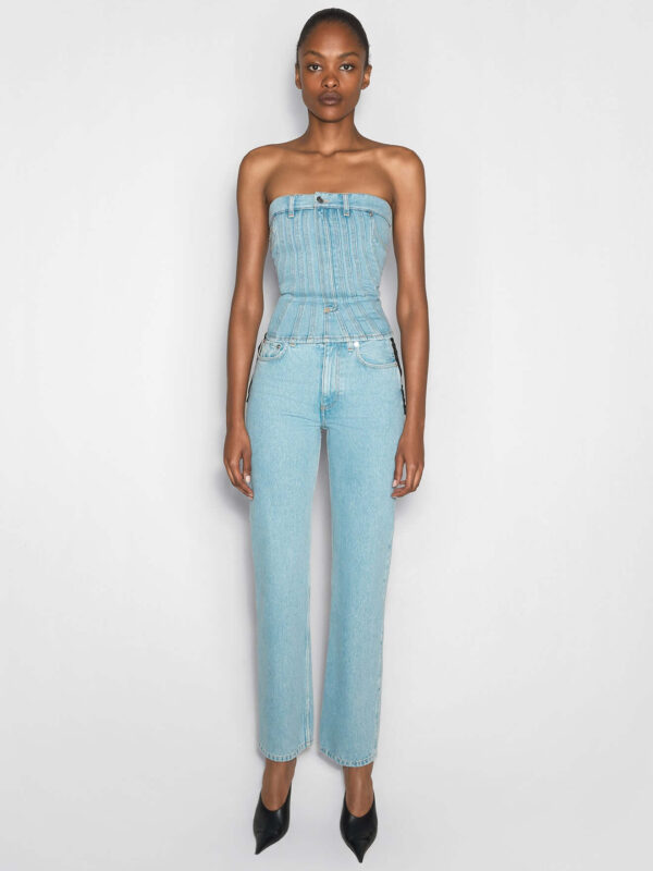 SIDE LACED STRAIGHT JEANS