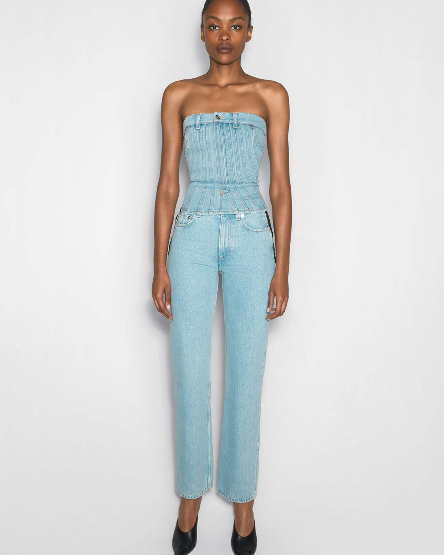 SIDE LACED STRAIGHT JEANS