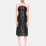 SPECKLED CRYSTAL EMBROIDERY MIDI DRESS