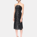 SPECKLED CRYSTAL EMBROIDERY MIDI DRESS