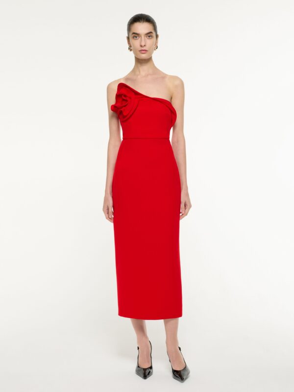 FLOWER DRAPED MIDI DRESS