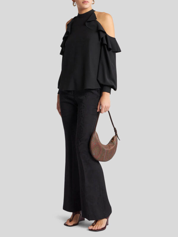 FLARED PAISLEY JACQUARD TROUSERS