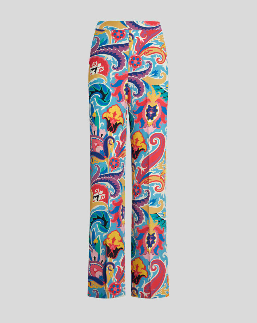 SILK TROUSERS WITH FLORAL PRINT