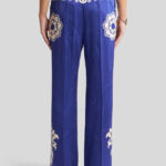FLORAL JACQUARD PALAZZO TROUSERS