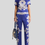 FLORAL JACQUARD PALAZZO TROUSERS