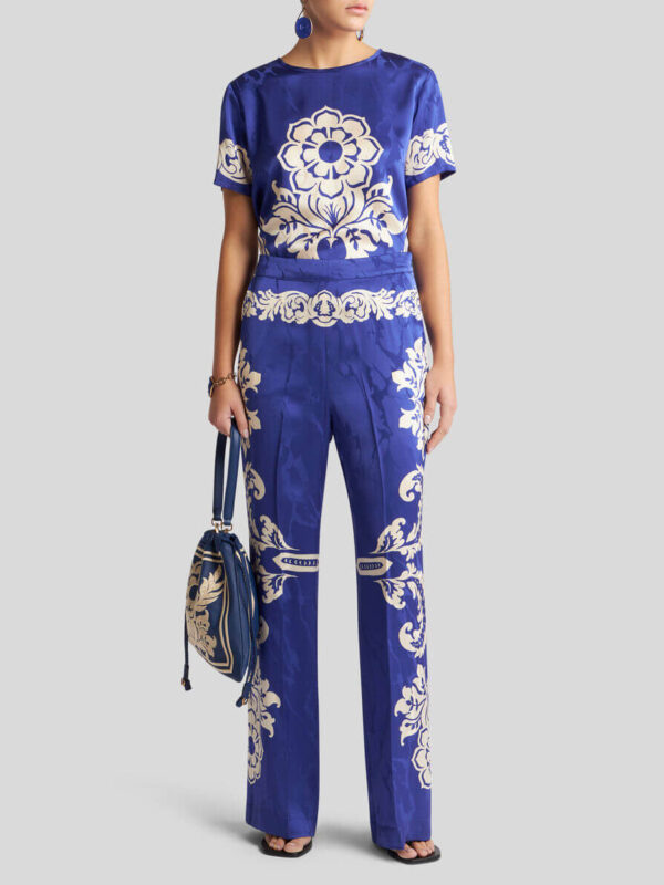 FLORAL JACQUARD PALAZZO TROUSERS