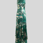 LAMINATED JERSEY DRESS WITH MAXI PAISLEY PRINT
