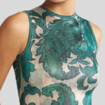 LAMINATED JERSEY DRESS WITH MAXI PAISLEY PRINT