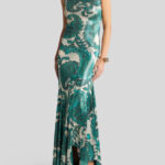 LAMINATED JERSEY DRESS WITH MAXI PAISLEY PRINT