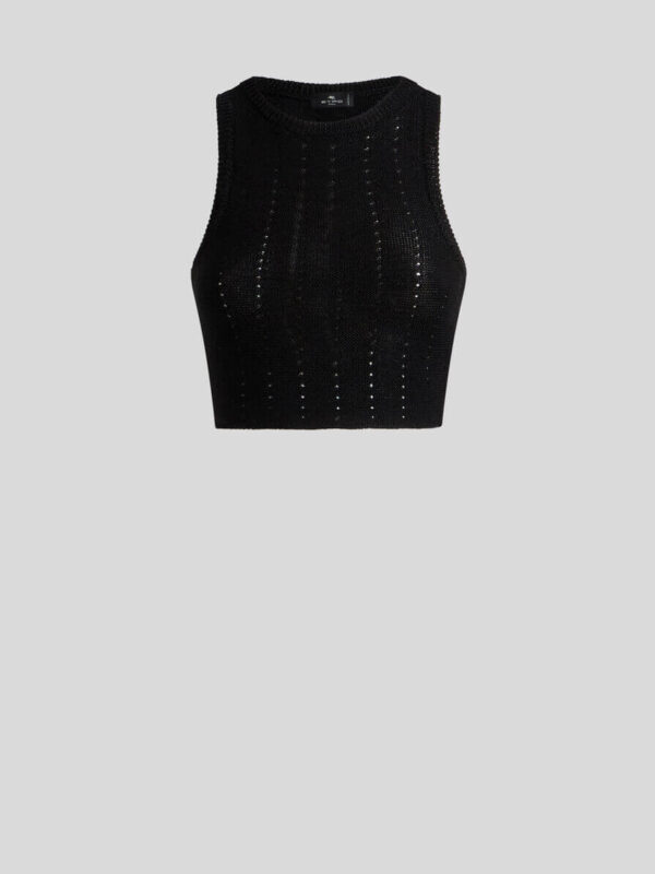 KNIT CROP TOP WITH PUNCHED DETAIL