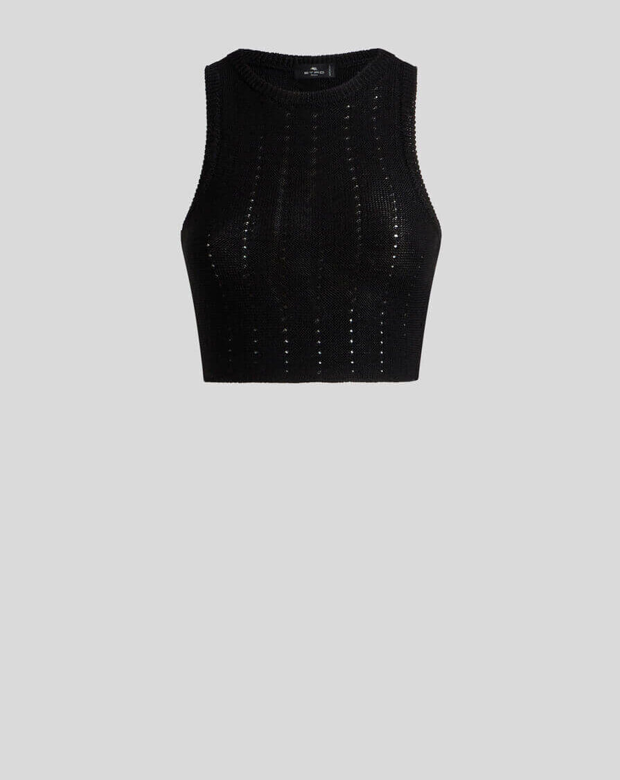 KNIT CROP TOP WITH PUNCHED DETAIL