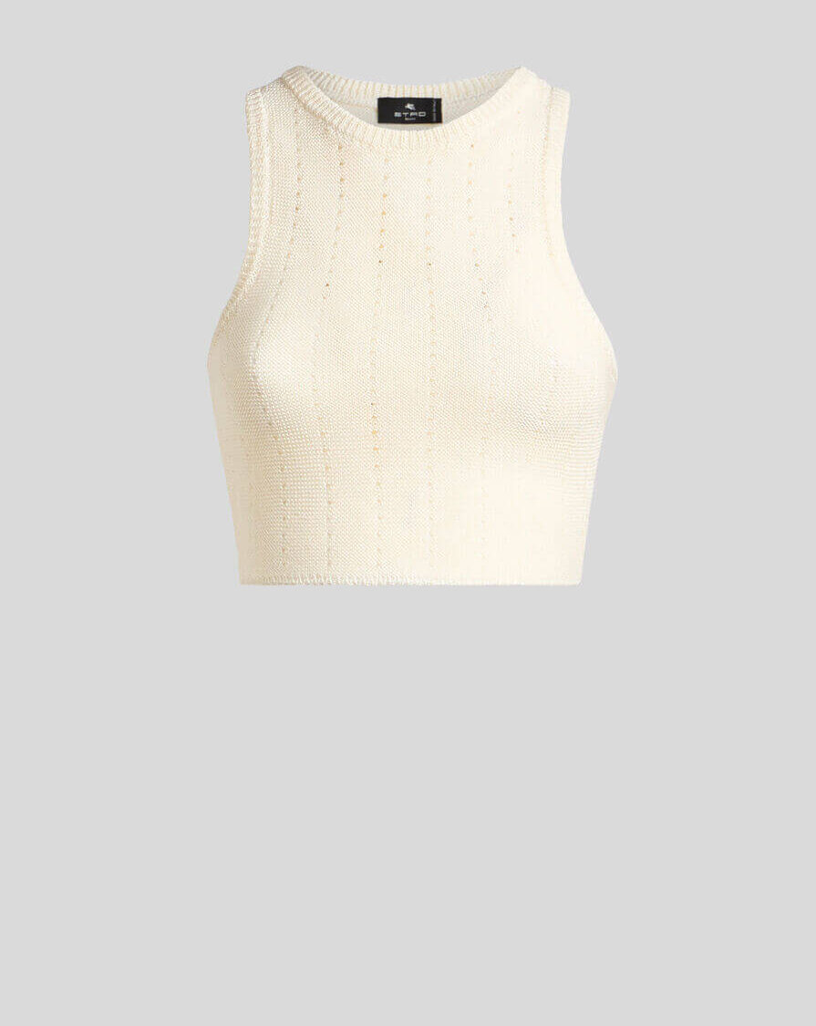 KNIT CROP TOP WITH PUNCHED DETAIL