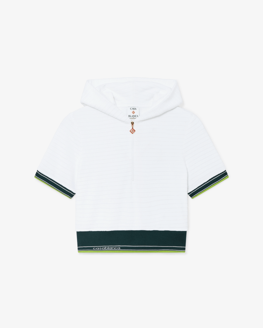 TEXTURED VELOUR CROPPED HOODIE