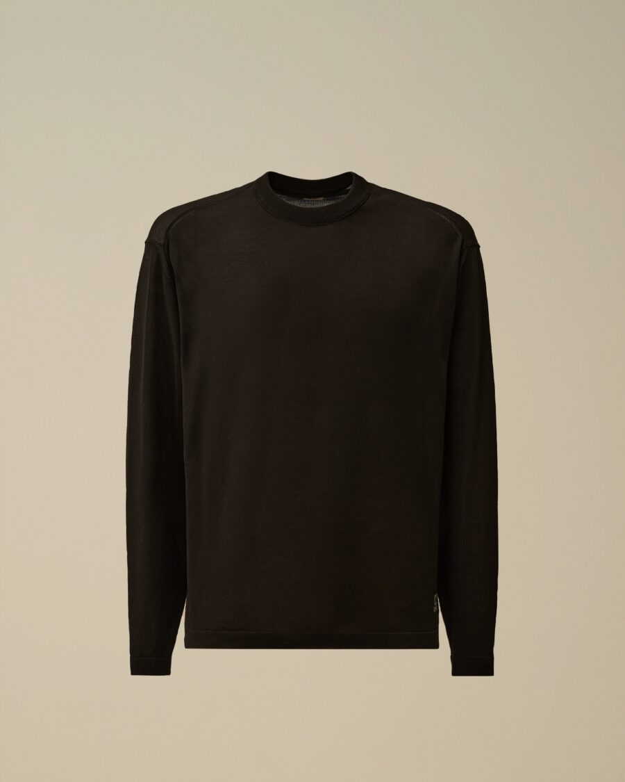 LISLE THREAD CREWNECK LOGO KNIT