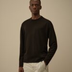 LISLE THREAD CREWNECK LOGO KNIT