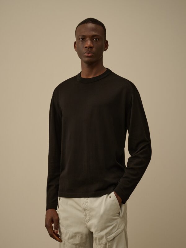 LISLE THREAD CREWNECK LOGO KNIT