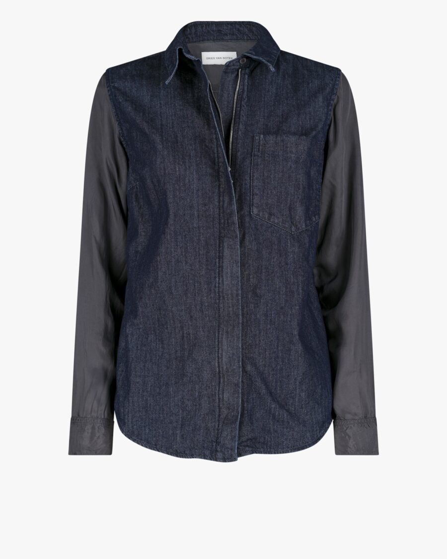 LIGHT DENIM CONTRSTED SHIRT