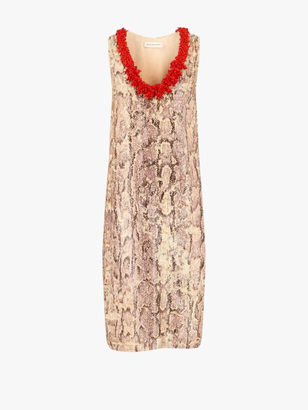 V NECK MIDI DRESS