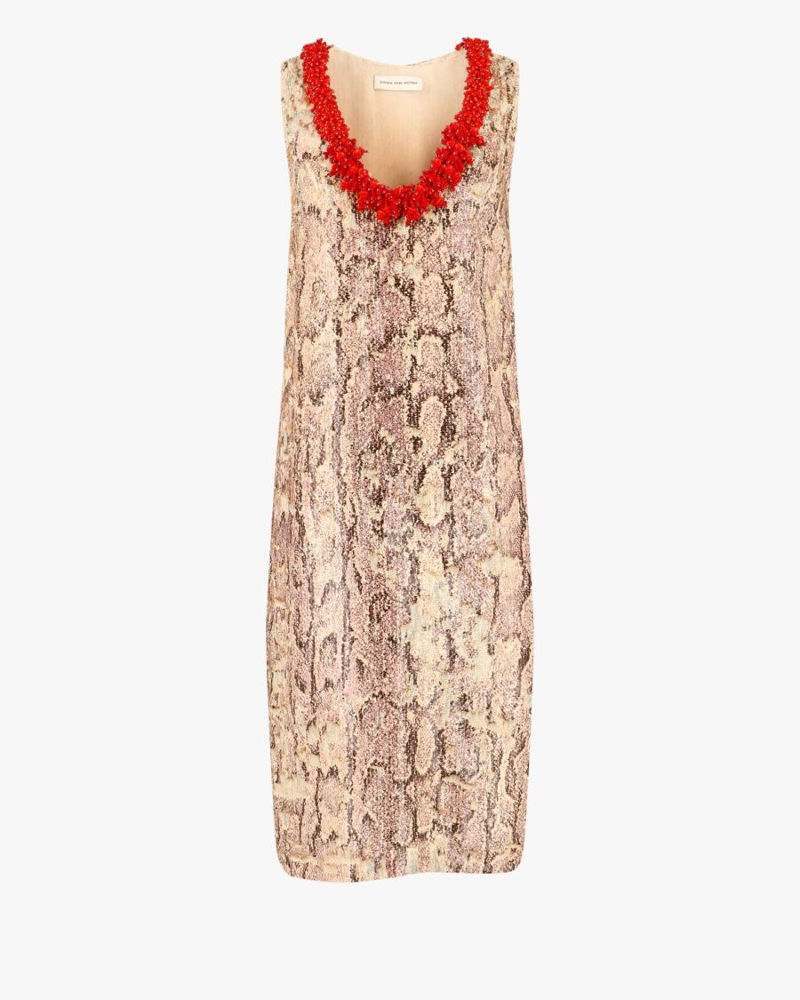 V NECK MIDI DRESS