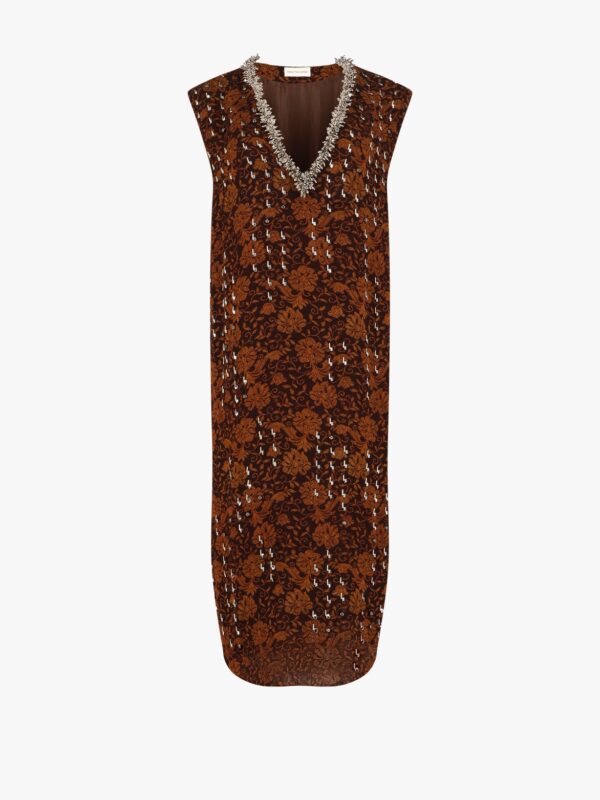 FLORAL PRINT V NECK DRESS