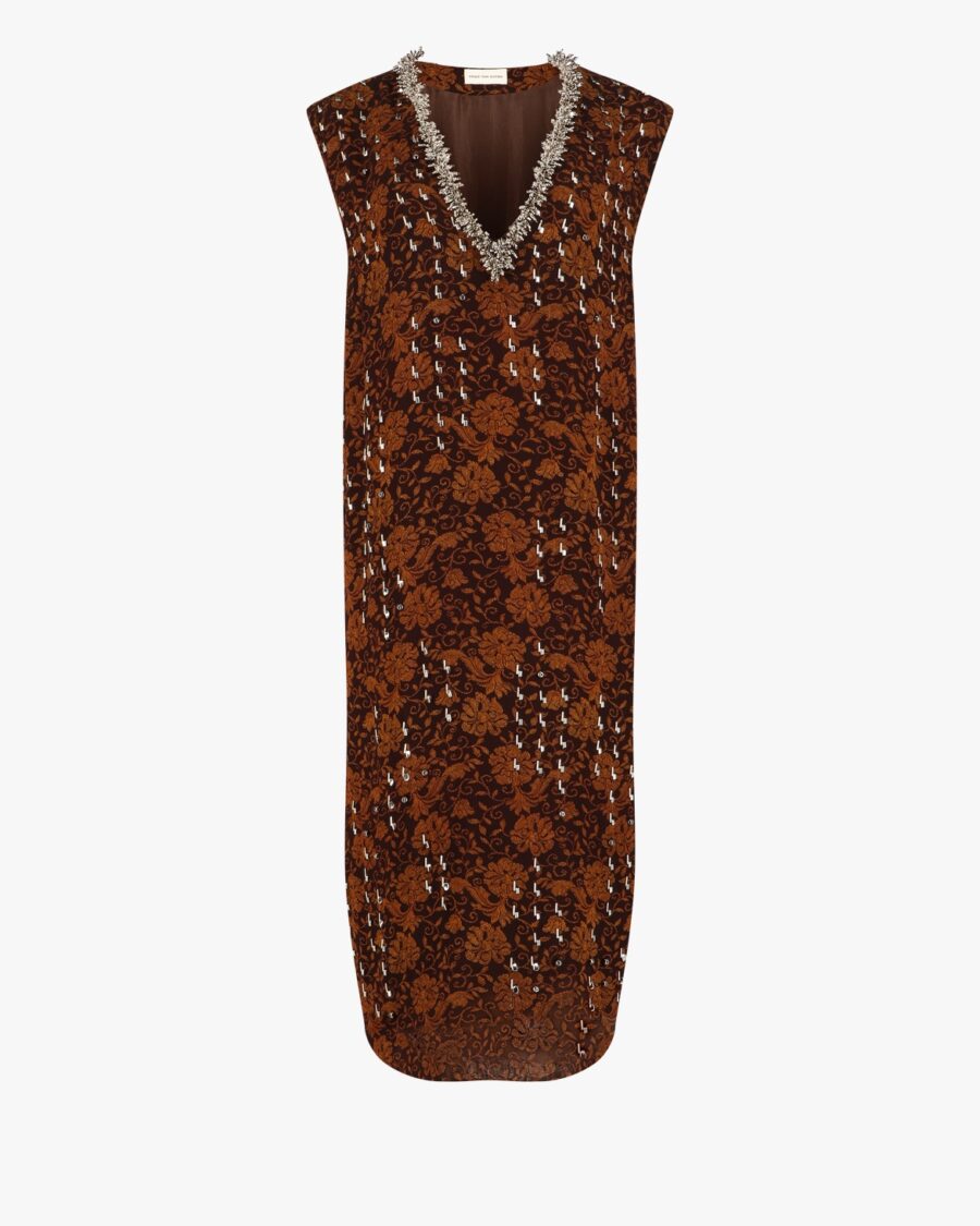FLORAL PRINT V NECK DRESS