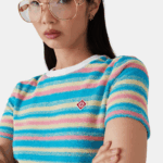 STRIPED TOWELLING TOP