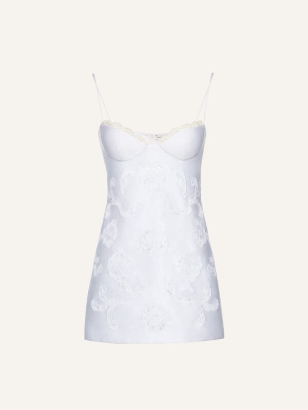 LACE POPLIN BUSTIER MINI DRESS