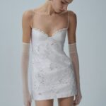LACE POPLIN BUSTIER MINI DRESS