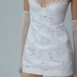 LACE POPLIN BUSTIER MINI DRESS
