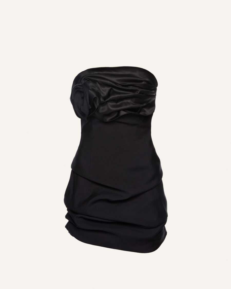 STRAPLESS RUCHED MINI DRESS