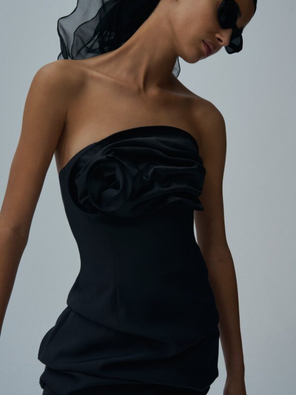 STRAPLESS RUCHED MINI DRESS