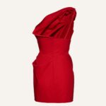 ONE SHOULDER RUCHED LINEN MINI DRESS