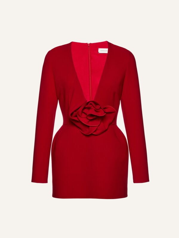 LONG SLEEVE FLORAL APPLIQUE MINI DRESS